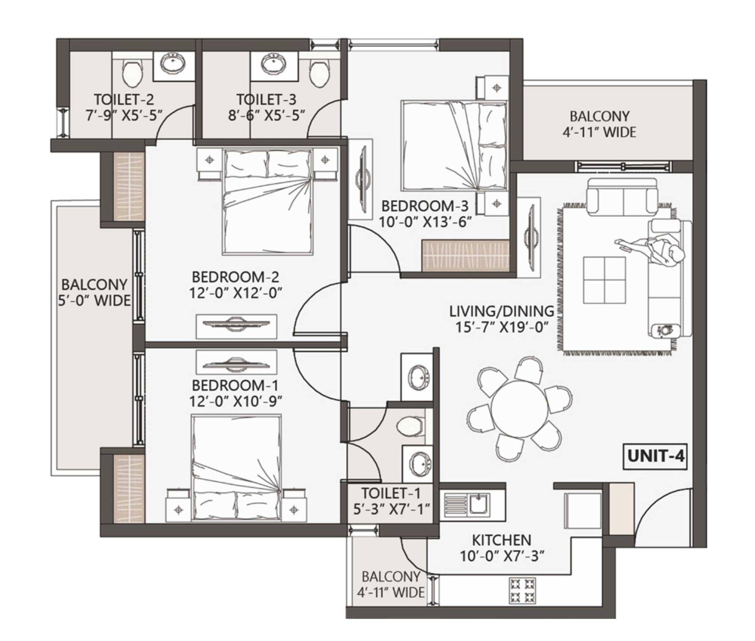 3 BHK Unit Plan DPS Palladio